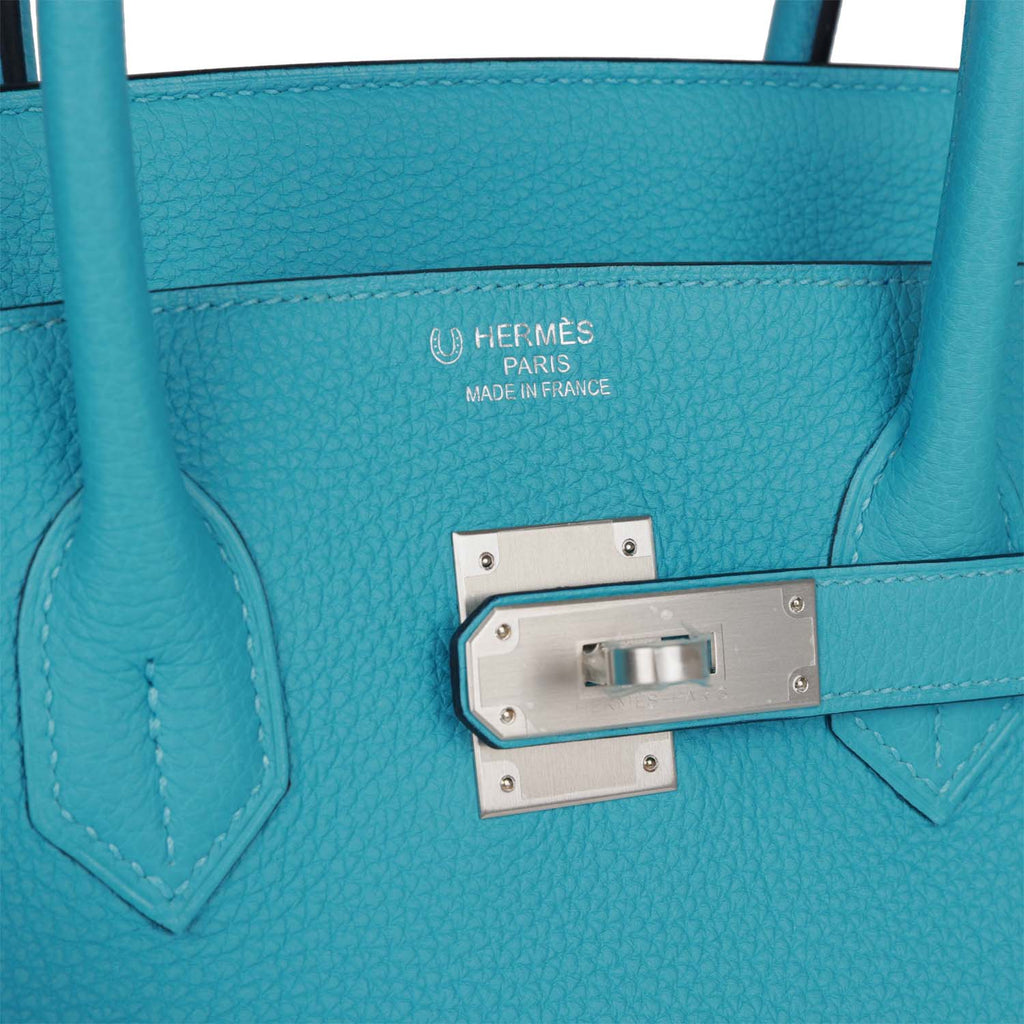 100% Authentic Hermes Birkin 35 Togo blue Lin with Gold Hardware