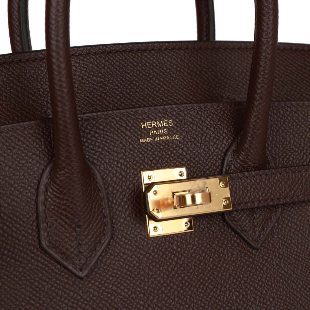 Hermes Birkin 25 Bag Sellier Rouge H Gold Hardware Veau Madame Leather •  MIGHTYCHIC • 