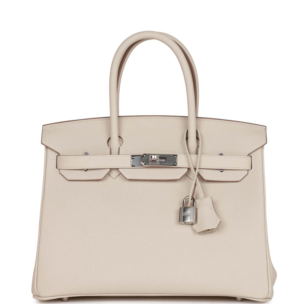 Hermès Birkin Craie Togo 30 Palladium Hardware, 2021 (Like New), White/Beige/Silver Womens Handbag