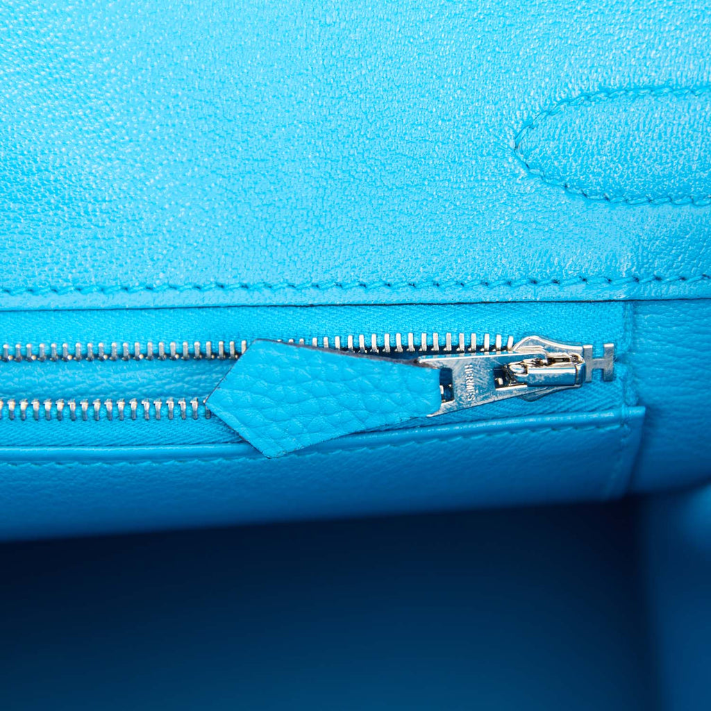 Hermes Birkin Swift B3 Blue Zanzibar Silver Hardware 30cm Full Handmade -  lushenticbags