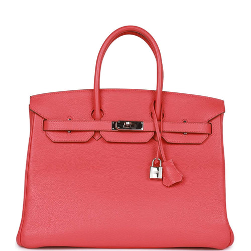 Pre-owned Hermes Birkin 35 Rose Jaipur Clemence Palladium Hardware