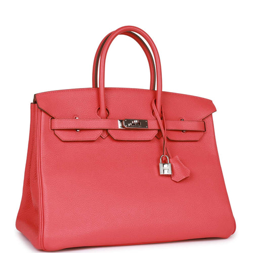 Pre-owned Hermes Birkin 35 Rose Jaipur Clemence Palladium Hardware