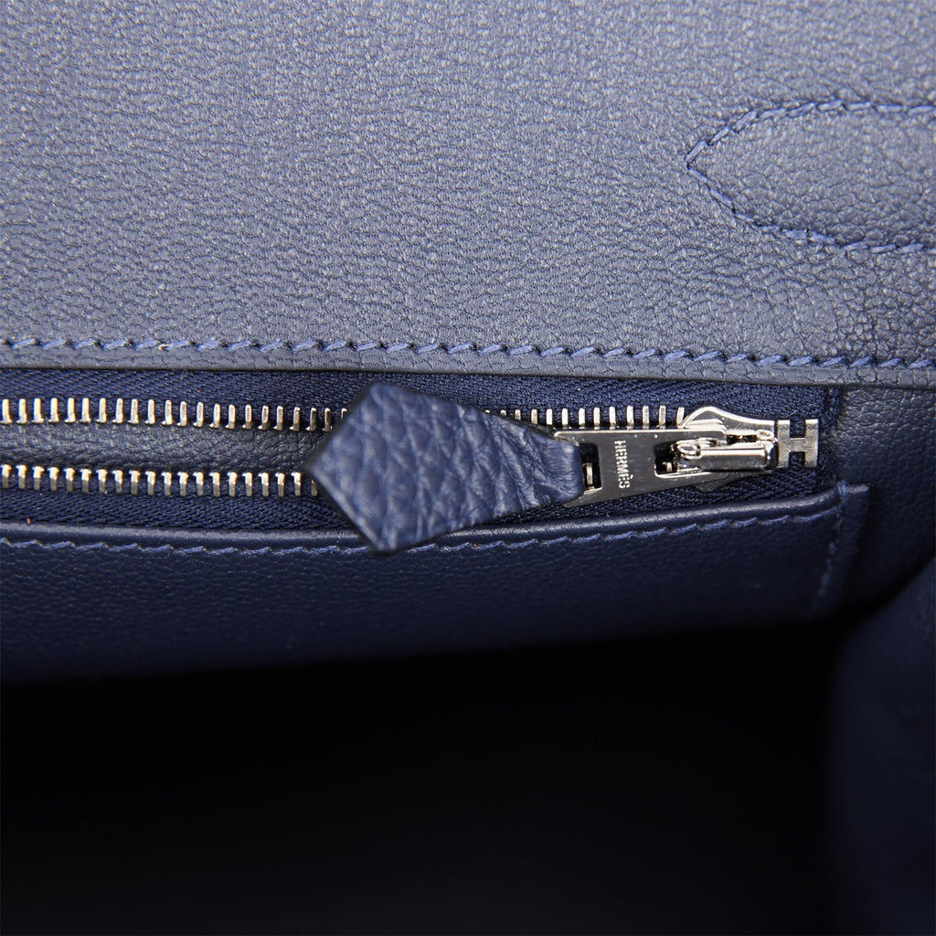 Hermes Birkin 30 Bag Toile Blue Jean Togo Leather Palladium – Mightychic