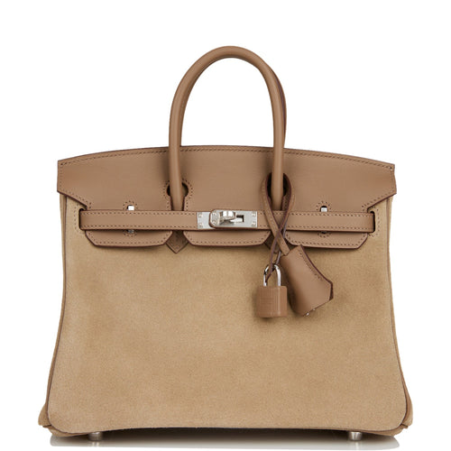 Kelly Bag by Des Rosa Beige Genuine Ostrich Leather Handbag
