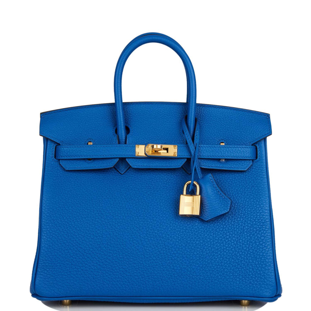 Hermes Birkin bag 25 Blue france Togo leather Gold hardware