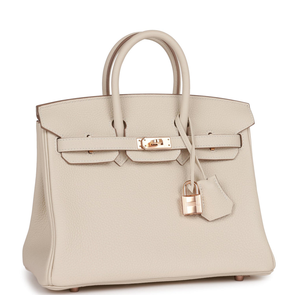 Hermes Birkin 25 Bag Craie Togo Leather with Rose Gold Hardware – Mightychic