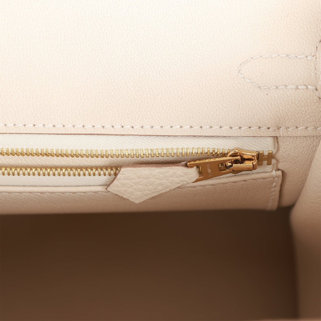 Hermes Birkin 25 Craie Bag Rose Gold Hardware Togo Leather