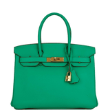 Pre-owned Hermes Birkin 30 Menthe Clemence Gold Hardware - Payment 4 for CD