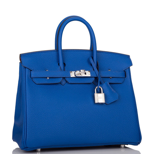 Hermes Birkin 25 Bleu Royal Verso Togo Palladium Hardware
