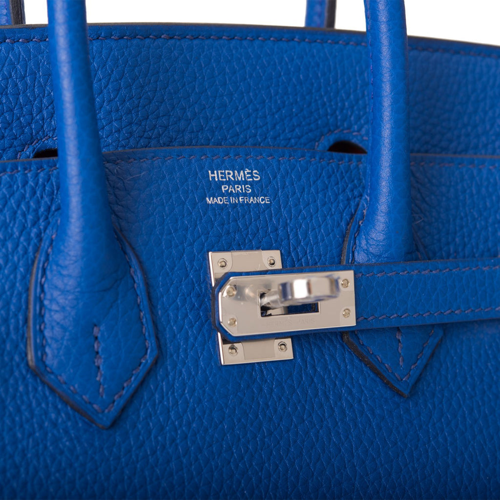 Hermes Birkin Verso bag 25 Blue royal/ Capucine Togo leather Silver  hardware