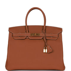 Pre-owned Hermes Birkin 35 Gold Togo Gold Hardware