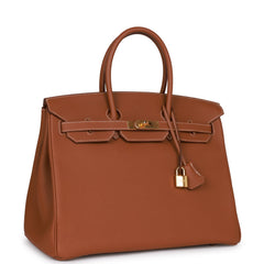 Pre-owned Hermes Birkin 35 Gold Togo Gold Hardware
