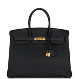 Hermes Birkin 35 Black Togo Gold Hardware