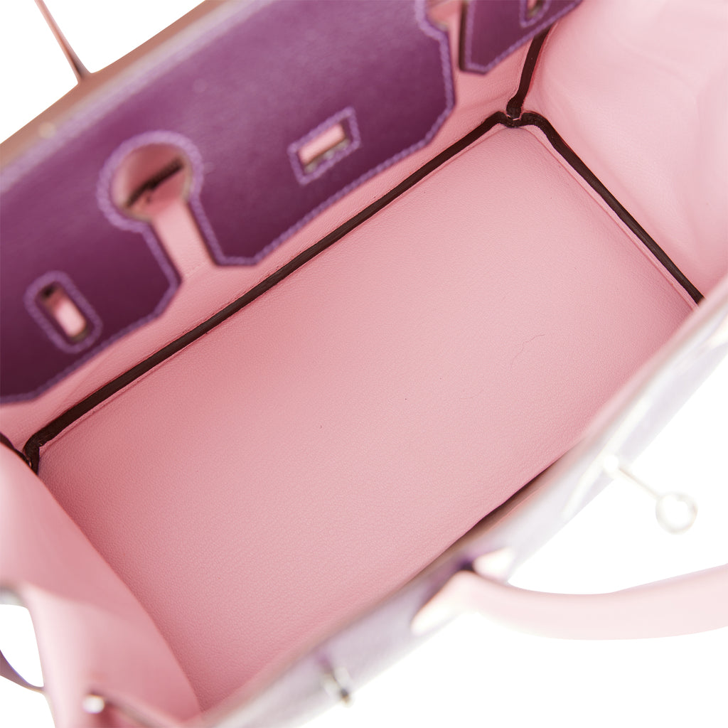 Pre-owned Hermes Special Order (HSS) Birkin 30 Raisin and Rose Sakura Chevre Palladium Hardware Pink/Purple Madison Avenue Couture
