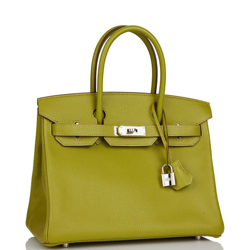 Hermes Birkin 30 Vert Anis Chevre Palladium Hardware