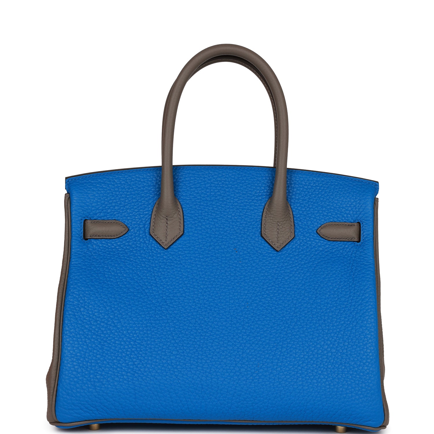 Hermes HSS Birkin 30 Bleu Electrique and Etain Clemence Brushed Gold ...