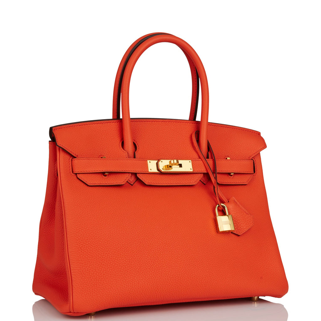 Hermès Orange Poppy Birkin 30cm of Togo Leather with Gold Hardware, Handbags and Accessories Online, Ecommerce Retail