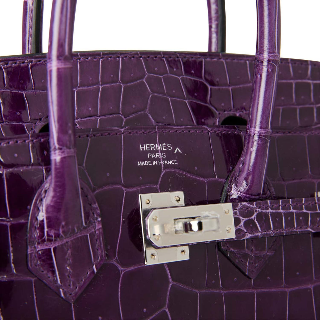 Hermes Birkin 25 Cassis Shiny Porosus Crocodile Palladium Hardware –  Madison Avenue Couture
