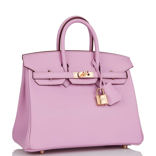 Hermes Birkin 25 Mauve Sylvestre Swift Rose Gold Hardware
