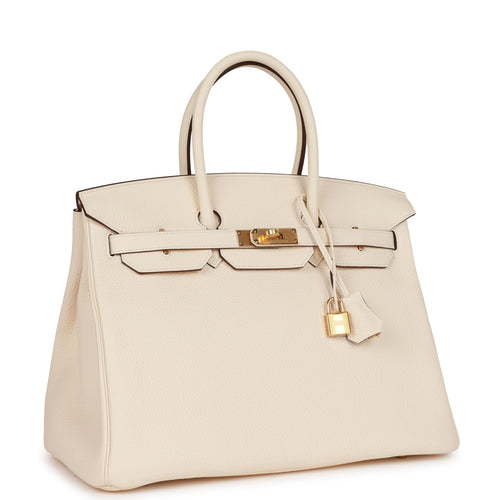 Pre-owned Hermes Birkin 35 White Gulliver and Toile H Palladium Hardwa –  Madison Avenue Couture