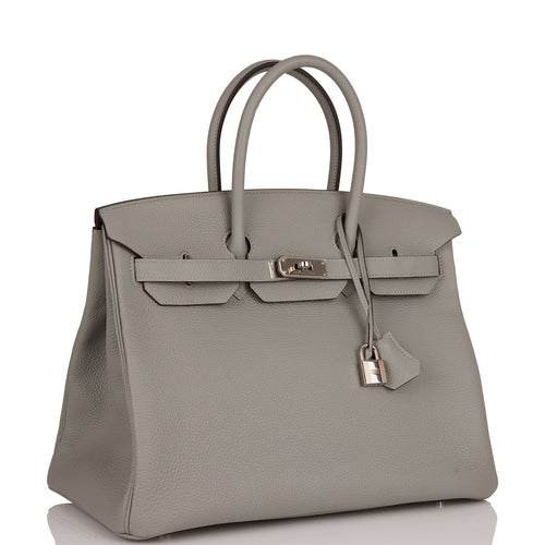 Hermes Birkin 35 Gris Mouette Verso Togo Palladium Hardware