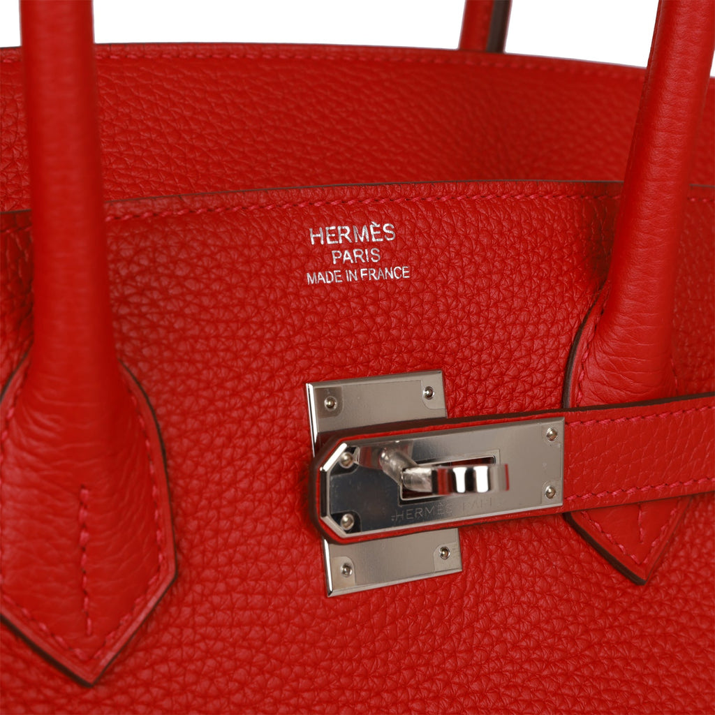 Hermès Birkin 35 Rouge Garance Clemence PHW - Luxury Helsinki