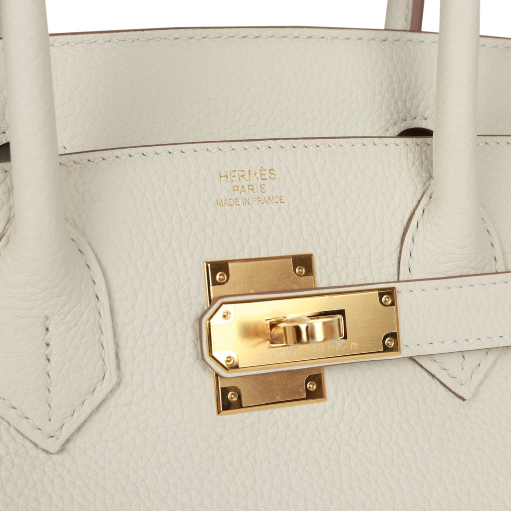 Hermes Birkin Mini Bag Togo Leather Gold Hardware In White