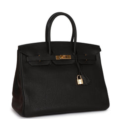 Pre-owned Hermes Birkin 35 Black Togo Gold Hardware