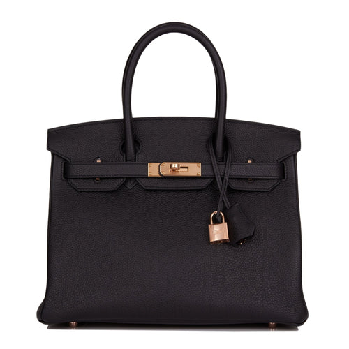 Hermes Birkin 30 Black Togo Rose Gold Hardware