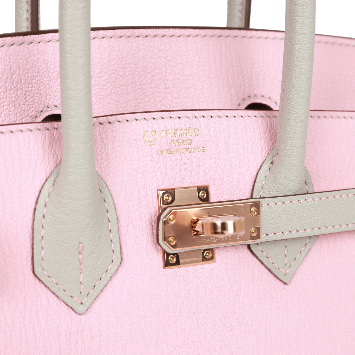 Hermes HSS Birkin 25 Rose Sakura & Gris Perle Chevre Brushed Gold ...