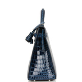 Hermès Bleu électrique Shiny Porosus Crocodile Sellier Kelly 32 GHW - Handbag | Pre-owned & Certified | used Second Hand | Unisex