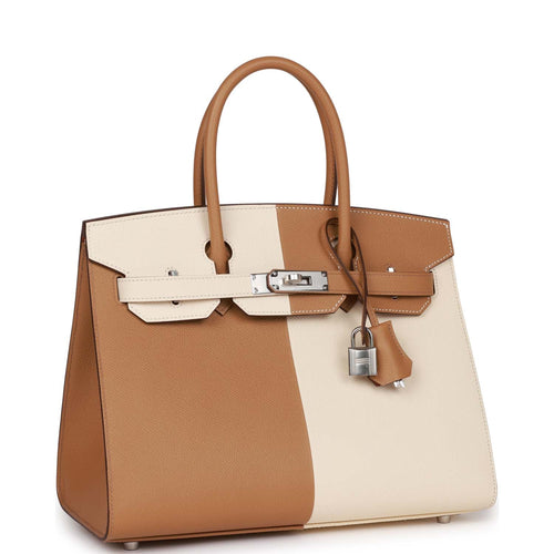 Hermes Casaque Birkin Sellier 30 Biscuit and Nata Epsom Palladium Hardware
