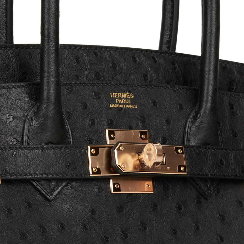 Hermes Birkin 30 Black Ostrich Rose Gold Hardware – Madison Avenue Couture