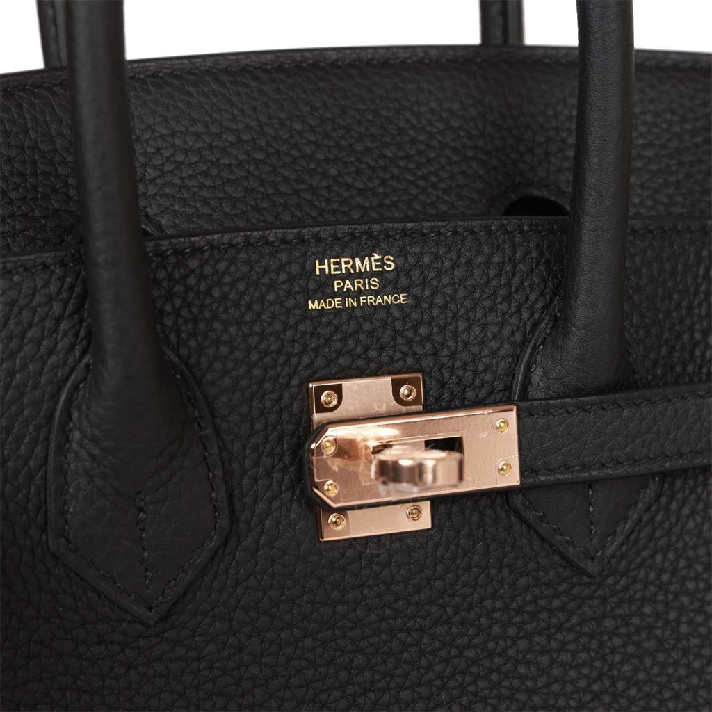 Hermes Birkin 25 Black Togo Leather, Rose Gold Hardware, Preowned