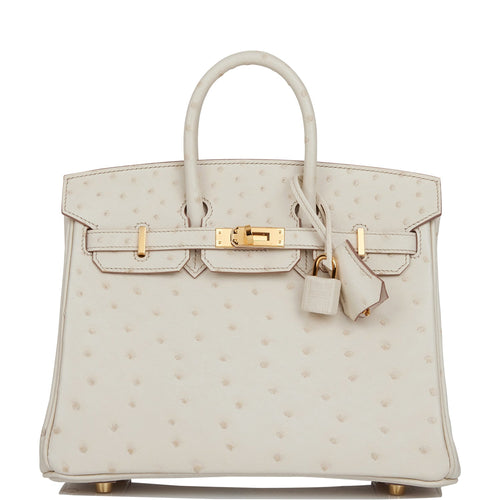 Hermes Birkin 25 Beton Ostrich Gold Hardware