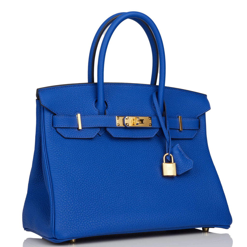 Hermes Birkin bag Linen Blue and Gold Buckle TOGO 30 - WJLUXURIES