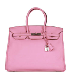 Pre-owned Hermes Birkin 35 Bubblegum Togo Palladium Hardware