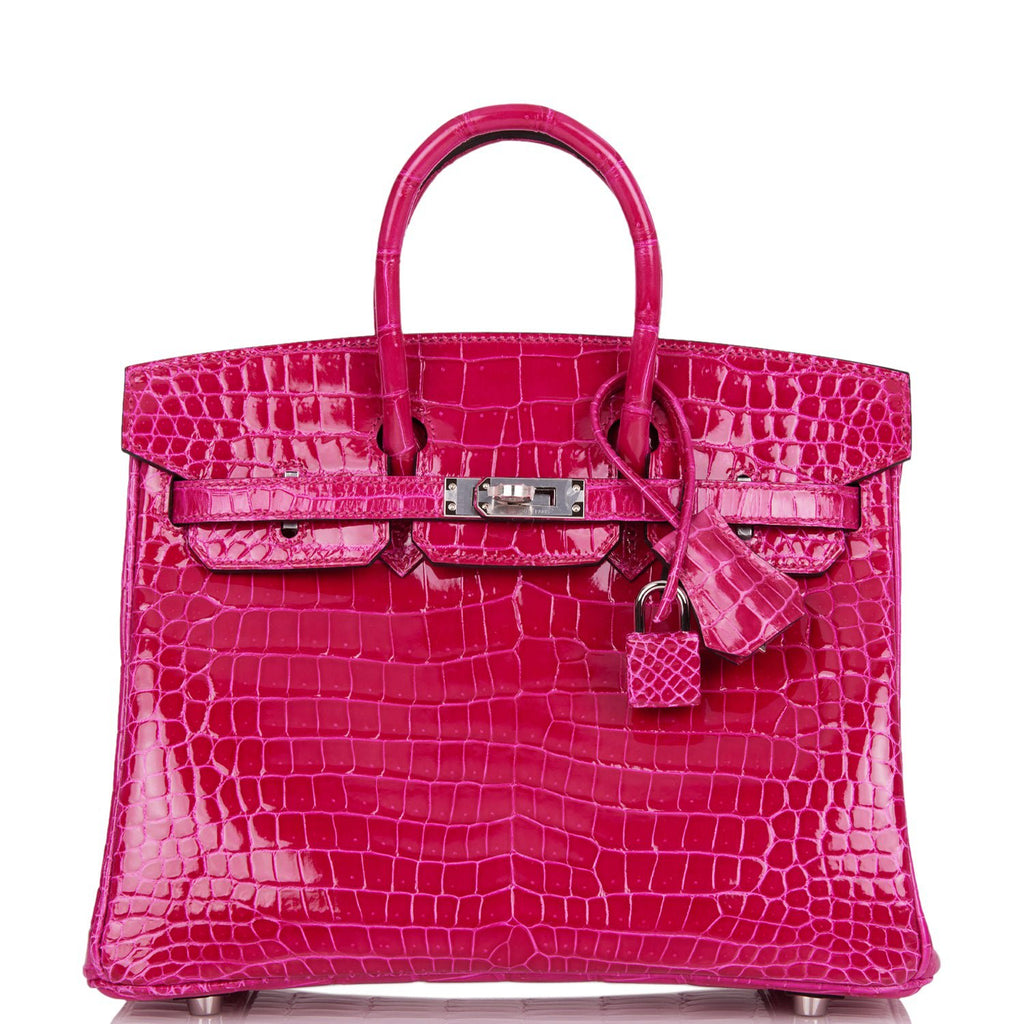 Hermes Birkin 25 Rose Mexico Shiny Porosus Crocodile Palladium Hardwar –  Madison Avenue Couture