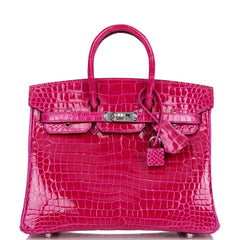 Replica Hermes Birkin 25 Handmade Bag In Red Crocodile Porosus Shiny Skin