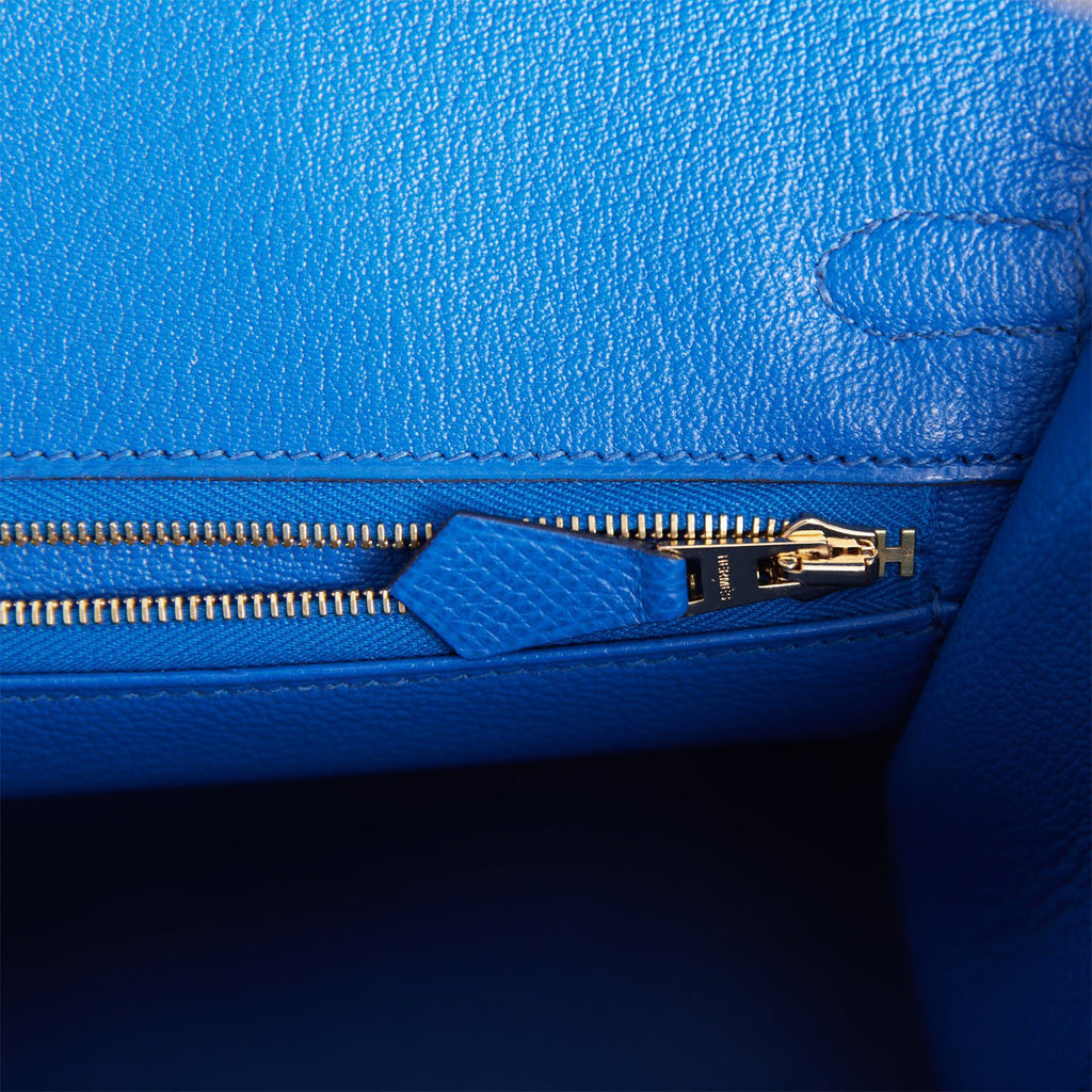 Hermes Birkin Sellier 25 Bleu France Epsom Gold Hardware