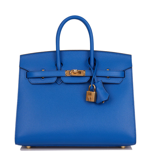 Hermes Birkin Sellier 25 Bleu France Epsom Gold Hardware