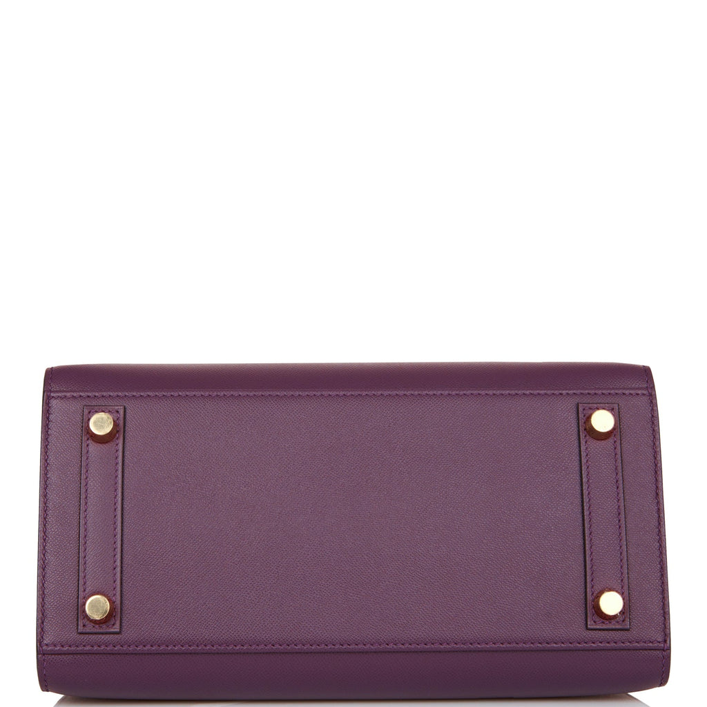 Hermes Birkin Sellier 25 Hand Bag Madame Leather Bordeaux Cassis Used  Purple