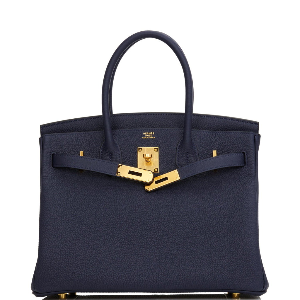 Hermes Birkin bag 30 Blue nuit Togo leather Gold hardware