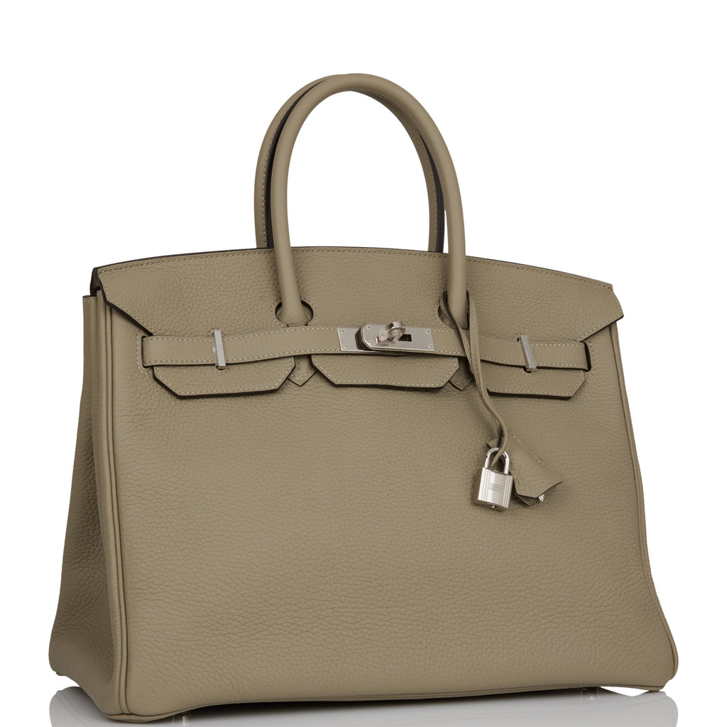 Hermes Birkin 35 Etain Gray Bag Palladium Hardware Clemence Leather