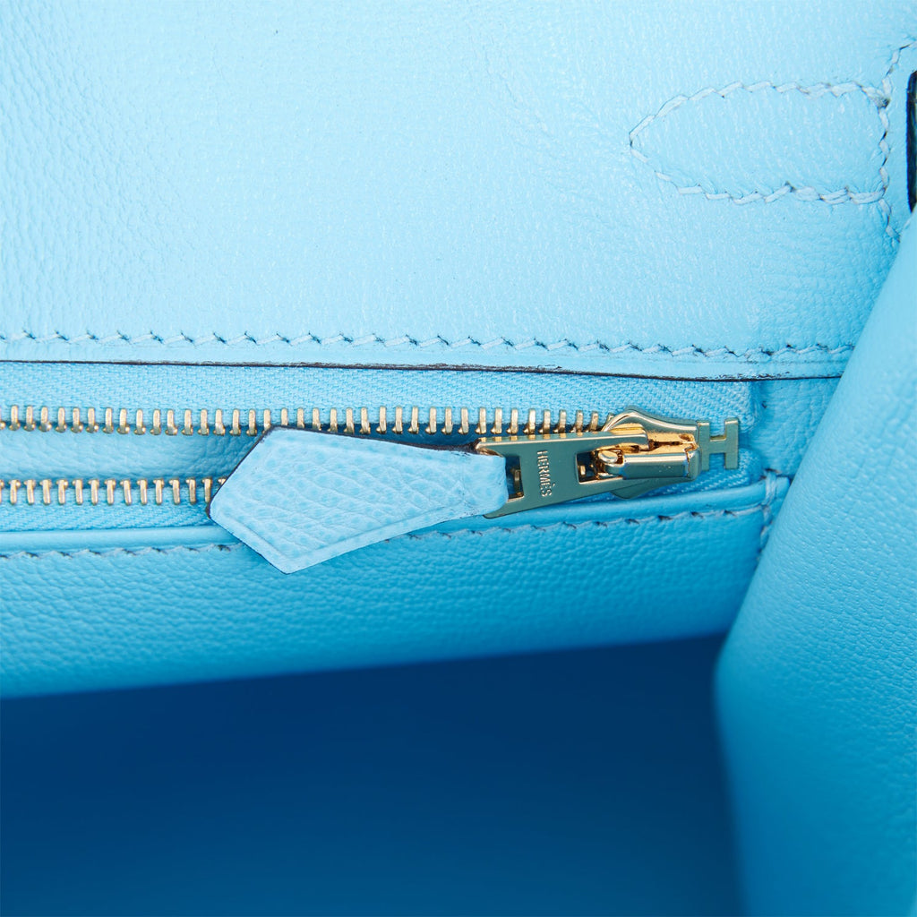 Hermes Birkin 25 Blue Celeste Sellier Epsom Gold Hardware – Tailored Styling
