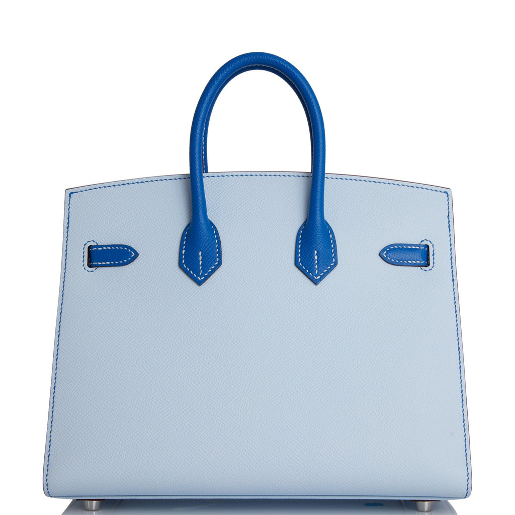 Hermes Birkin 25 Sellier Bag Blue Brume Epsom Palladium Hardware