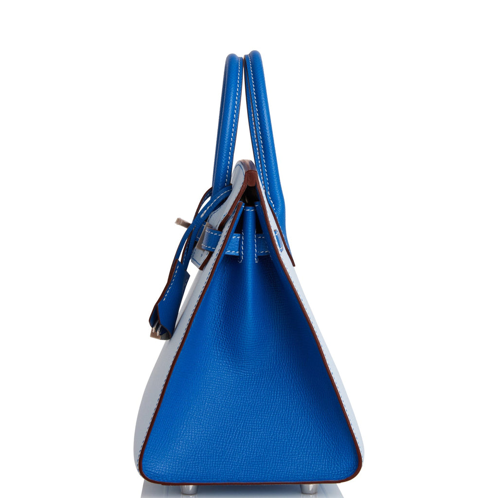 Hermes Birkin 25 Sellier Bag Blue Brume Epsom Palladium Hardware New