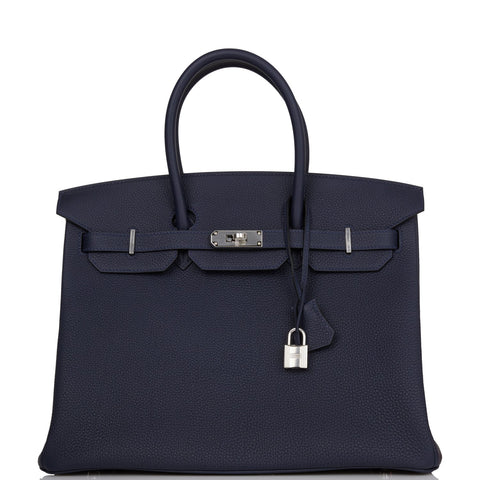 Hermes Birkin 35 Bleu Nuit Togo Palladium Hardware