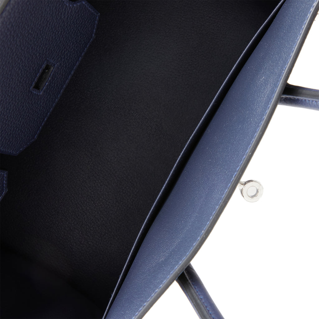 Hermes Birkin 35 Bleu Lin Togo Palladium Hardware #Q - Vendome Monte Carlo