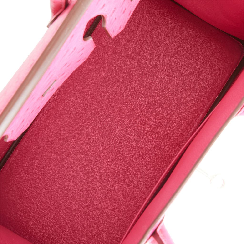 Hermès Birkin Rose Tyrien Ostrich 30 Palladium Hardware, 2018 (Very Good), Pink/Silver Womens Handbag
